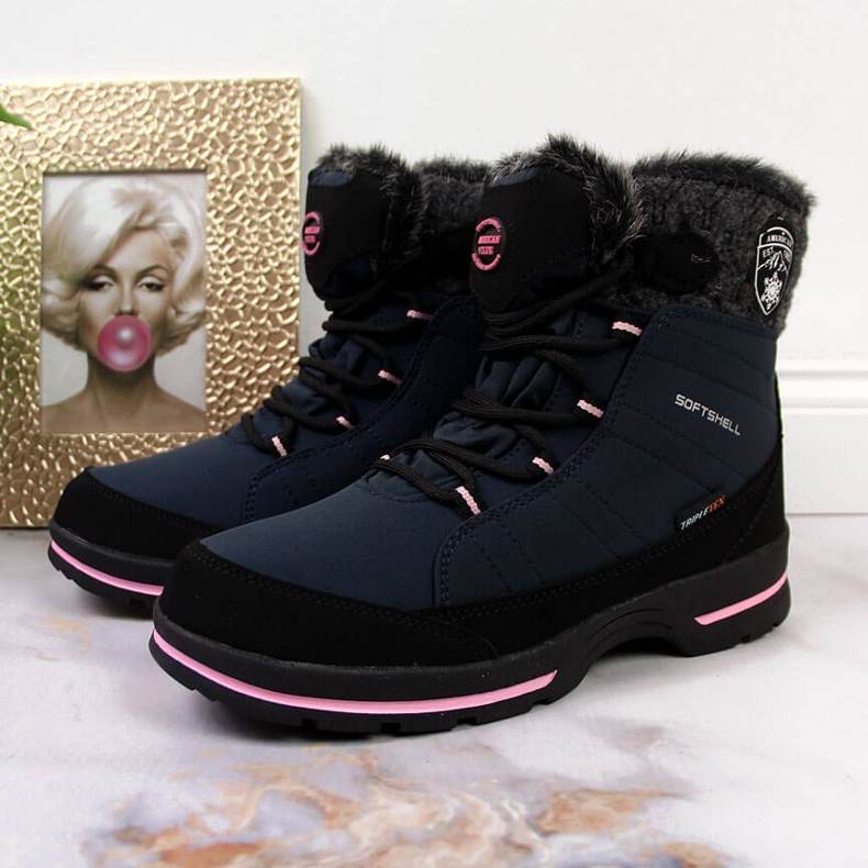 Bottes de neige imperméables bleu marine American Club, filles 2