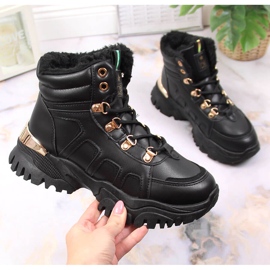 Bottes de neige plateforme femme avec fourrure noir NEWS 1