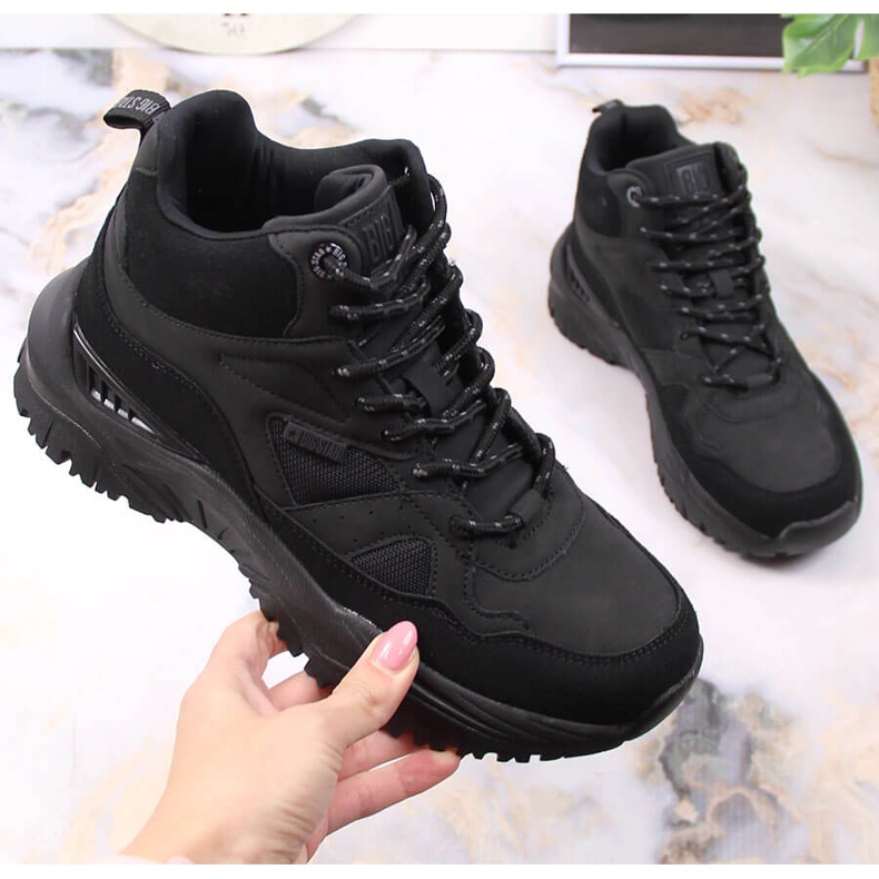 Black Big Star KK274356 bottes plateforme noires pour femmes de sport 1