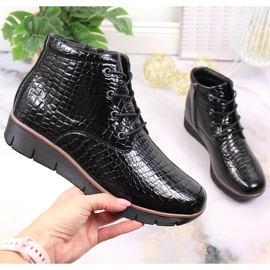 Bottines en cuir laqué avec Filippo isolé noir le noir 1