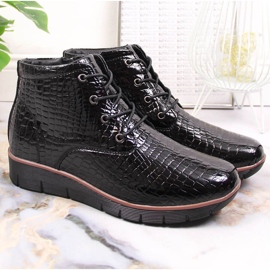 Bottines en cuir laqué avec Filippo isolé noir le noir 3