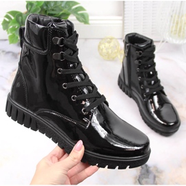 Bottines en cuir verni noir Filippo le noir 1