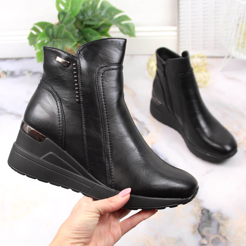 Bottes compensées isolées Femme Noir Jezzi JEZ372 le noir 1