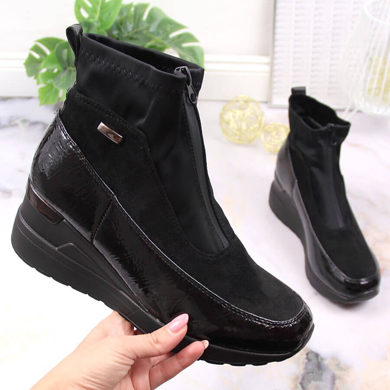 Bottes compensées isolées pour femme Noir Jezzi le noir 1