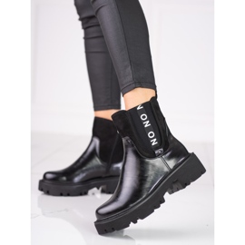 Bottes Chelsea noires pour dames sur la plateforme Shelovet le noir 2