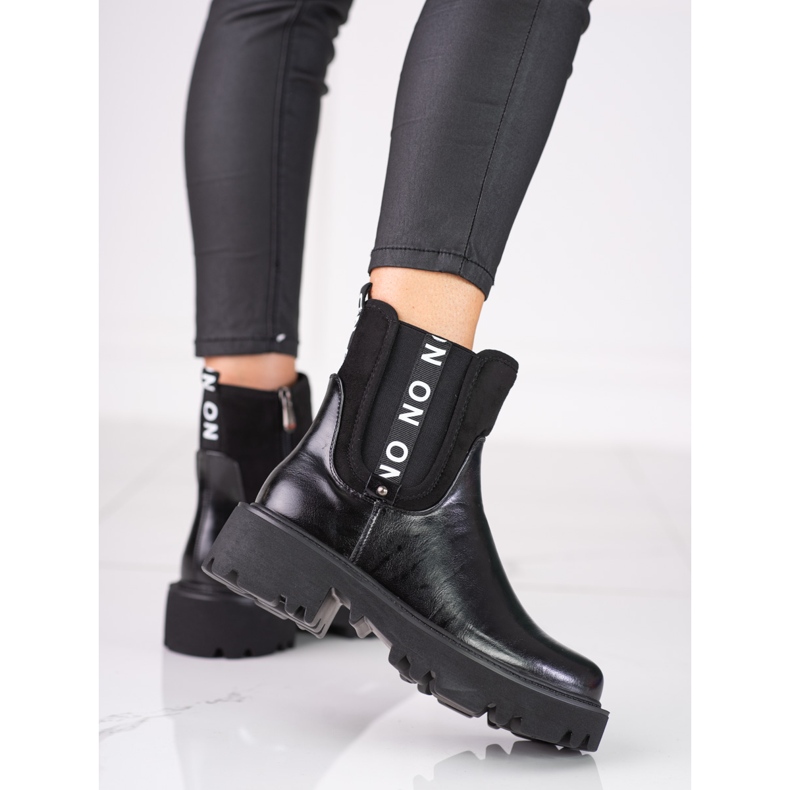 Bottes Chelsea noires pour dames sur la plateforme Shelovet 1