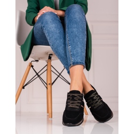 Baskets en cuir pour femmes sur la plateforme Shelovet le noir 1