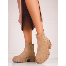 Chelsea boots Shelovet femme en daim beige brun 1