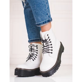 Sacs Shelovet blancs pour femmes lacés sur la plate-forme blanche 1