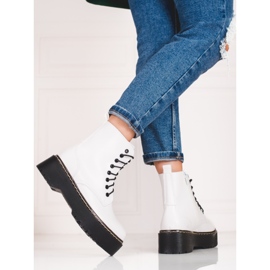 Sacs Shelovet blancs pour femmes lacés sur la plate-forme blanche 2