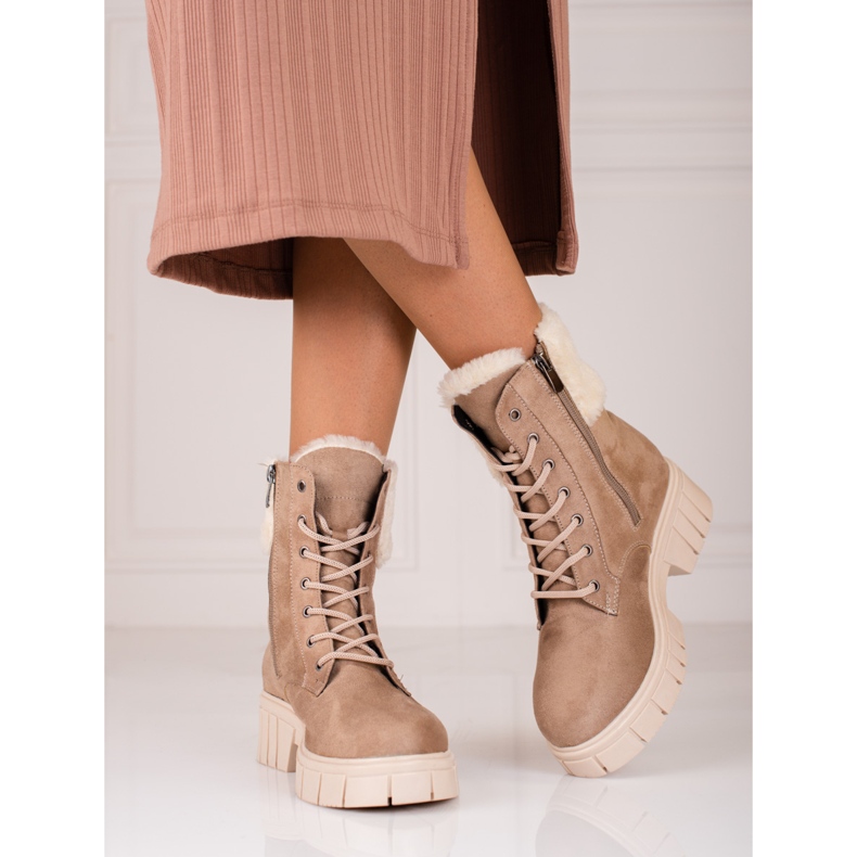 T.Sokolski Bottes femme en daim Shelovet beige 2