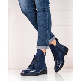 W. Potocki Bottes élégantes pour femmes à talon plat Potocki bleu marin bleu 1