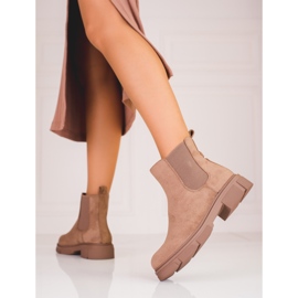 Bottines Jodhpur beiges Shelovet en daim pour femmes 1