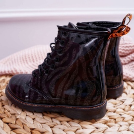 PA1 Boots Enfant Laquées avec une fermeture éclair Noir Omua 2