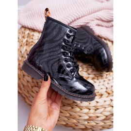 PA1 Boots Enfant Laquées avec une fermeture éclair Noir Omua le noir 1