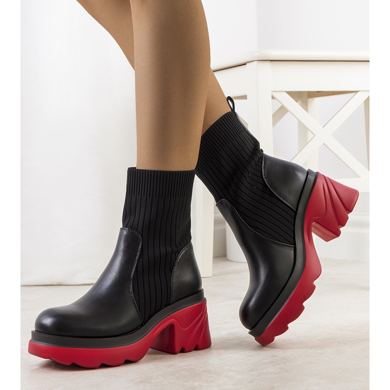 PA1 Bottines noires à semelle Tomlin rouge 1