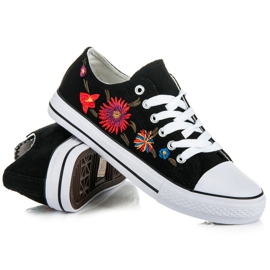 Baskets à lacets avec patchs le noir 1