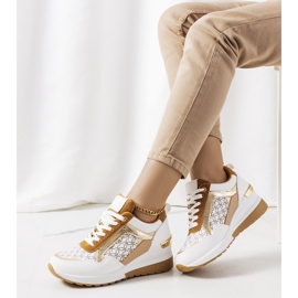 Baskets blanches et marron Nanson brun d'or 2