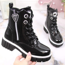 S.Barski Bottes noires laquées isolées pour filles par S. Barski le noir 1 S.Barski Bottes noires laquées isolées pour filles par S. Barski le noir 1