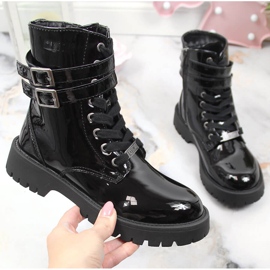 Bottes laquées noires isolées noires pour filles Big Star KK374131 2