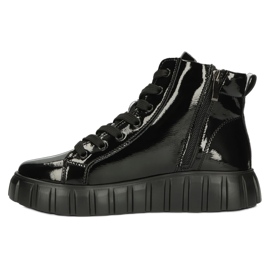 Bottines en cuir verni sur la plateforme Filippo W PAW382 le noir 2