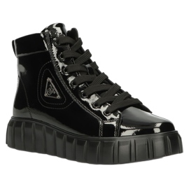 Bottines en cuir verni sur la plateforme Filippo W PAW382 noir 1