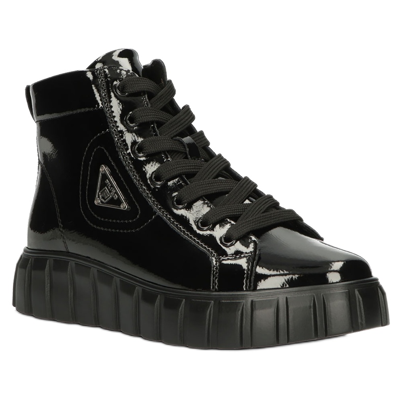 Bottines en cuir verni sur la plateforme Filippo W PAW382 noir 1