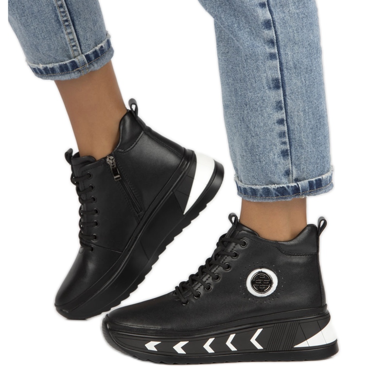 Bottes compensées isolées en cuir Filippo W PAW381 le noir 1