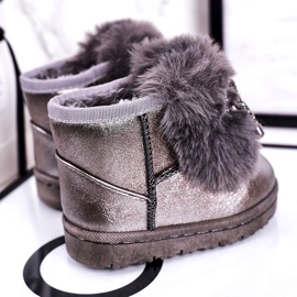 Bottes De Neige Pour Enfants Avec Fourrure Gris Foncé Aurora 20228-1B / 2B 1