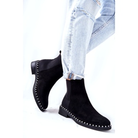 PG1 Bottines Daim Bottines Chelsea Avec Perles Noir Jilanna 8335 BLK le noir 2