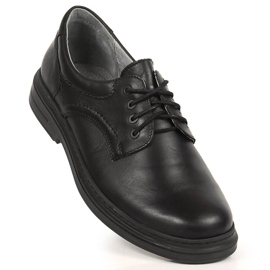 Chaussures à lacets confortables en cuir noir pour homme Helios le noir 1