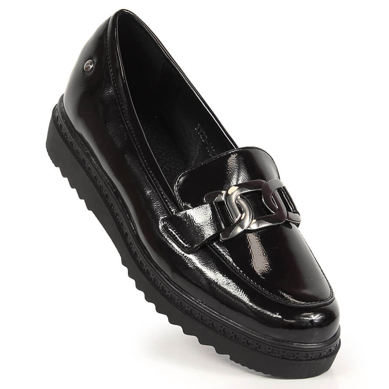 Mocassins pour femmes laqués sur la plate-forme Vinceza noire 1