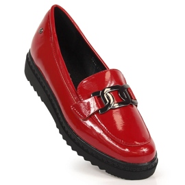 Mocassins femme laqués sur la plateforme Vinceza rouge 1