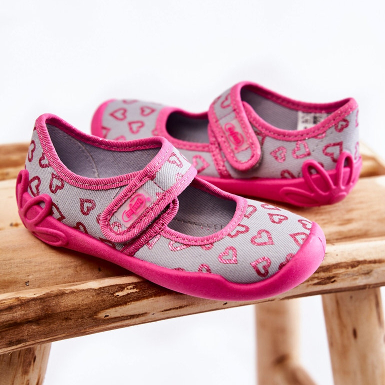 BEFADO S.A. Chaussons Ballerine Coeur Enfant Befado 123X070 Gris-Rose 2