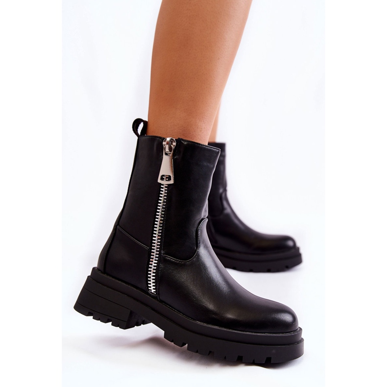 PG1 Bottes chaudes Jette noires pour femmes avec fermetures à glissière 1