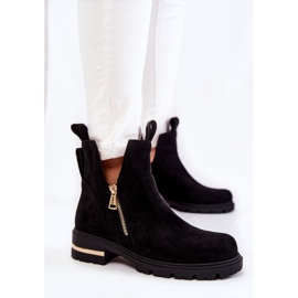PG1 Bottines Klarissa en daim noires avec découpes le noir 4