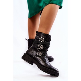 Bottes Chaudes Femme Avec Bandes Serpent Noir Lambert 2