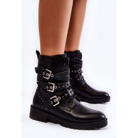 PG1 Bottes Chaudes Femme À Lanières Uni Noir Lambert 2