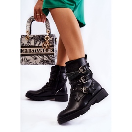 PG1 Bottes Chaudes Femme À Lanières Uni Noir Lambert 1