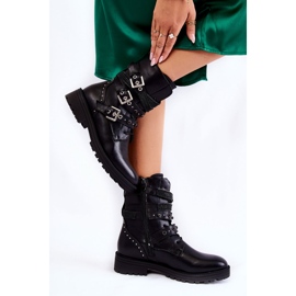 PG1 Bottes Chaudes Femme À Lanières Uni Noir Lambert le noir 5