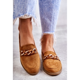 FB2 Mocassins Femme En Daim Avec Chaîne Camel Nolie brun 3