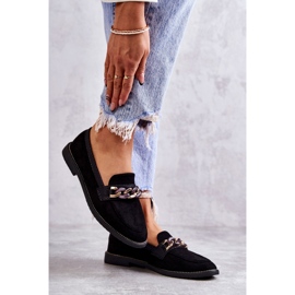 FB2 Mocassins en daim avec chaîne pour femmes Noir Nollies 3