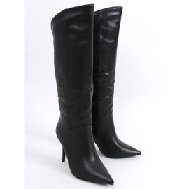 BM Celestine Bottes stiletto grainées noires 2