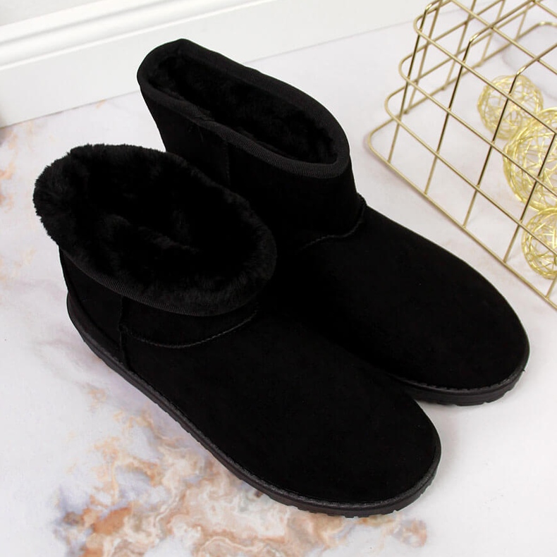 News Bottes de neige en daim noir pour femme le noir 1