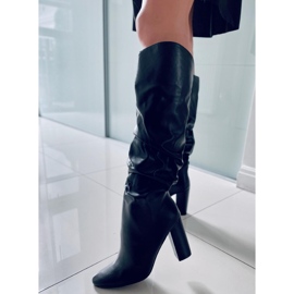 BM Bottes à talons hauts froissés de Whitney Black le noir 1