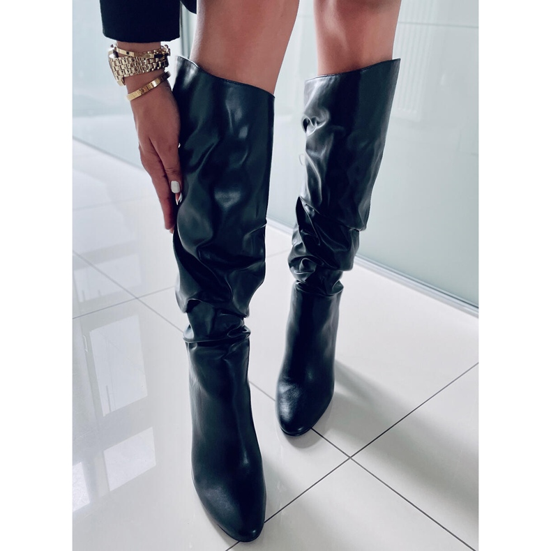 BM Bottes à talons hauts froissés de Whitney Black noir 2