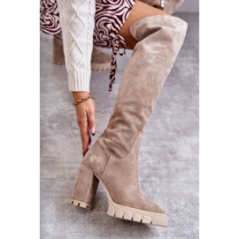 PA2 Bottes de mousquetaire en daim beige à la mode Estrela 7