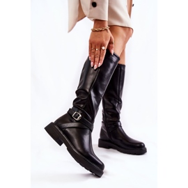 PG1 Bottines En Cuir Pour Femme Avec Ceinture Noir Liese le noir 1