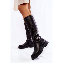 PG1 Bottines En Cuir Pour Femme Avec Ceinture Noir Liese le noir 2