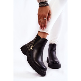 PG1 Bottes en cuir pour femmes avec fermeture éclair décorative Noir Lorra 1